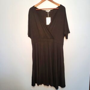 NWT Ahlaray Women's Short‎ Sleeve Faux Wrap Causal Swing Dress with Pocket SZ 2X